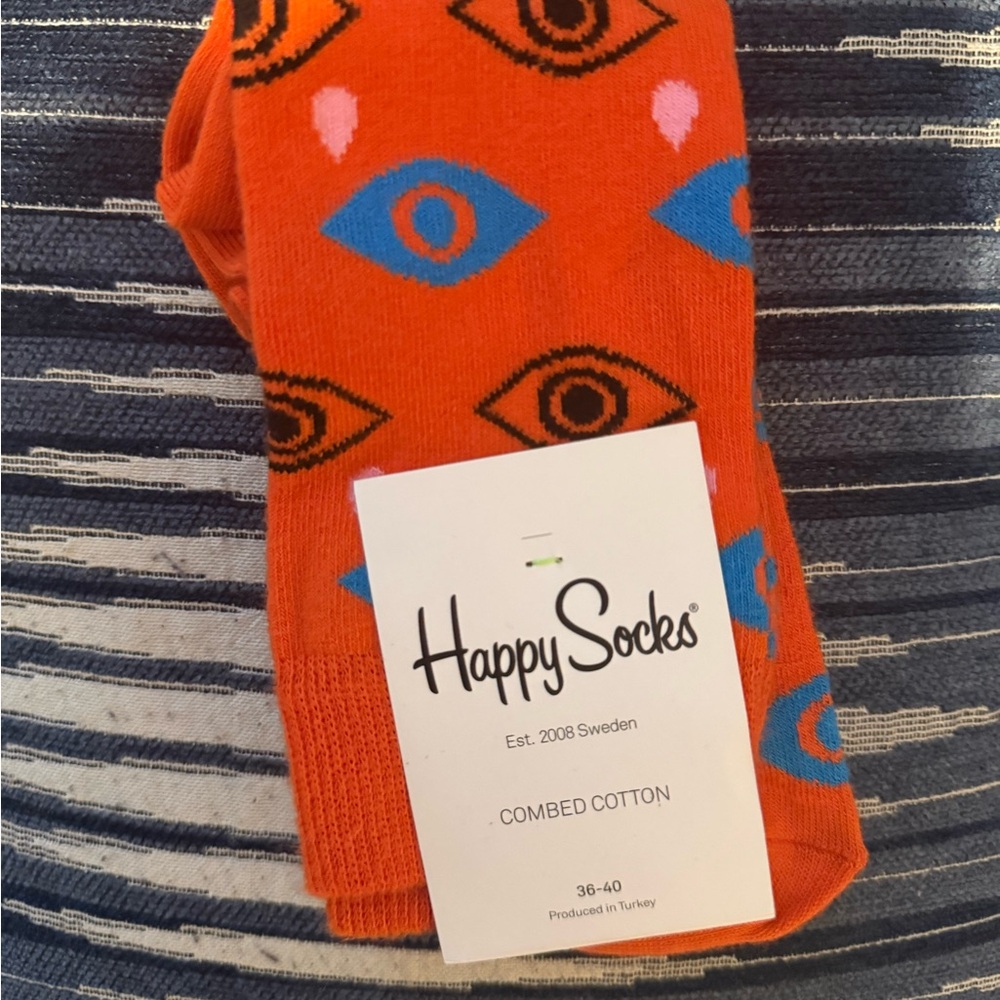 Happy Socks Men's Bright Orange Eye Pattern Socks